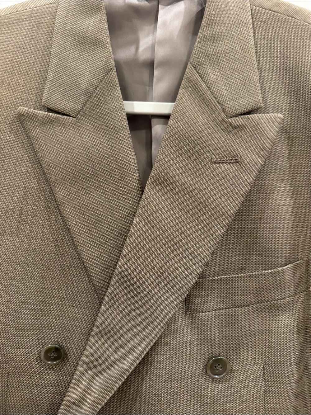 38 Short Linea Uomo Men's Double-Breasted Tailored Brown Suit Blazer